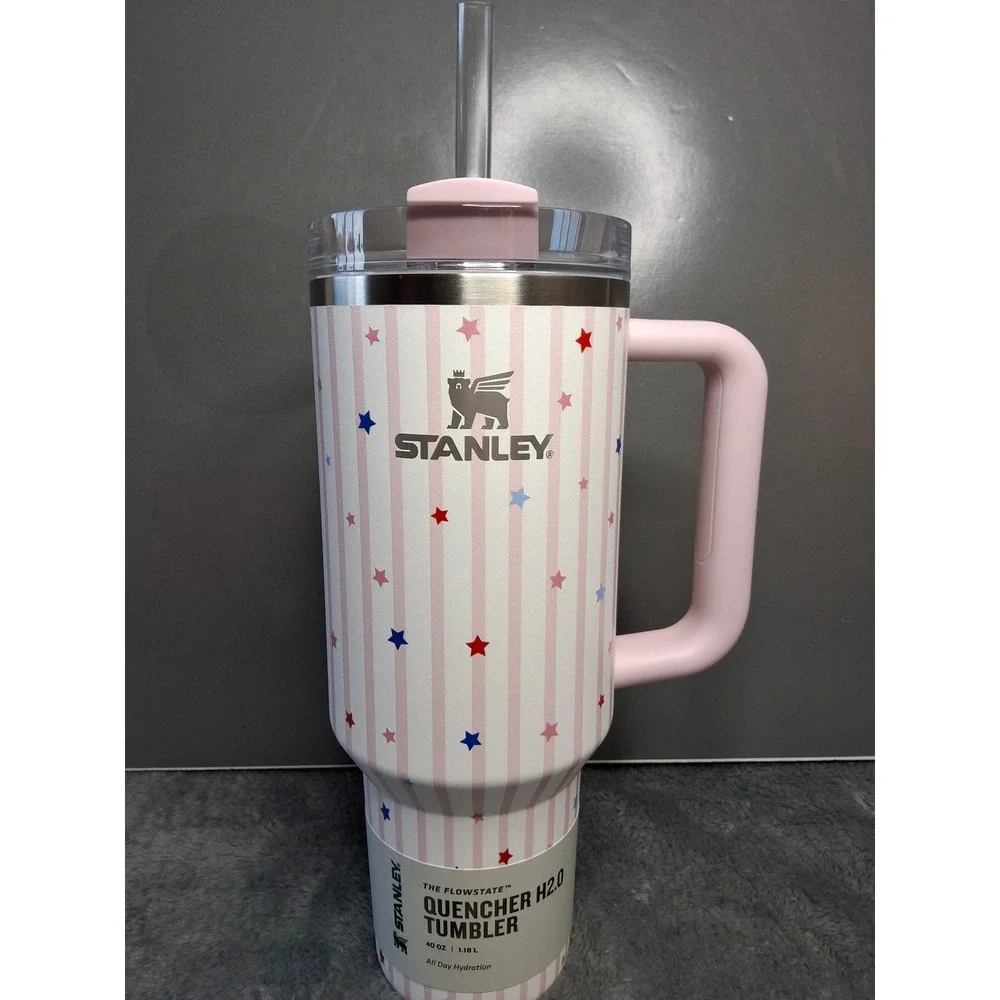 Stanley Quencher H2.0‎ 40oz Tumbler Pink Starry Stripes Limited Ed. 10132300357